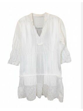 Temptation Positano white linen mini dress - One size